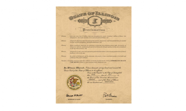 Governor Pritzker Designates October 2019 as Chiropractic Health Care Month