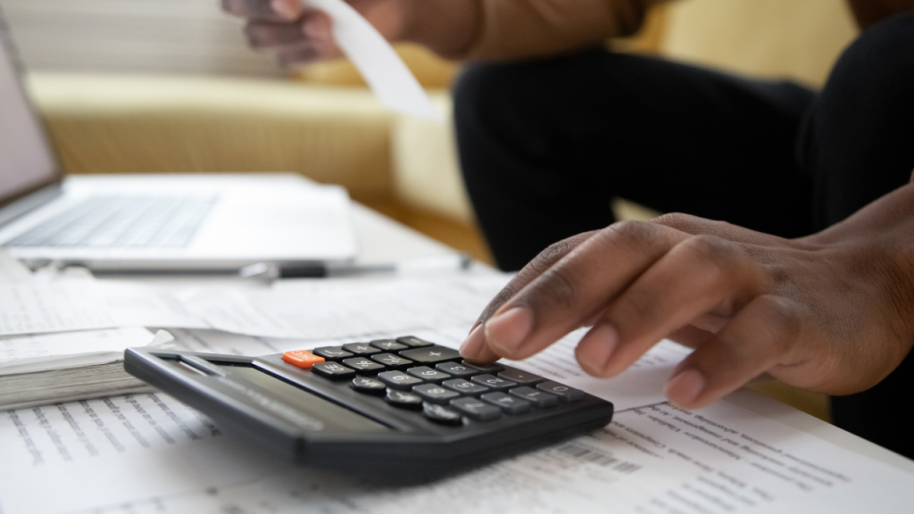 Person reviewing financial docu