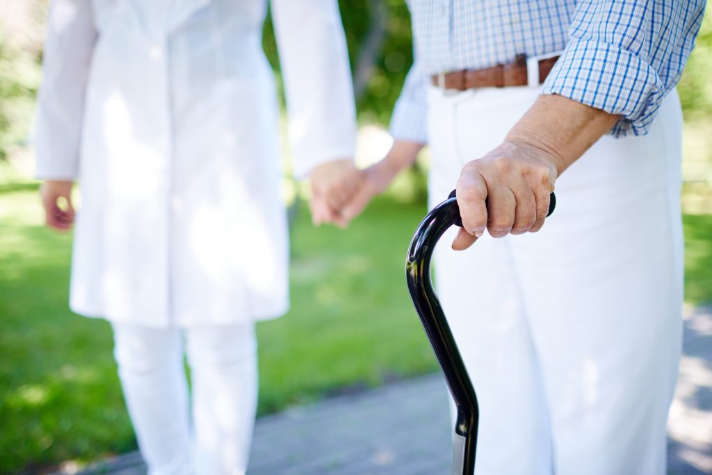 Person walking using a cane
