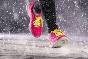 Person running in the snow