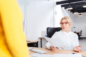 Person reviewing documents