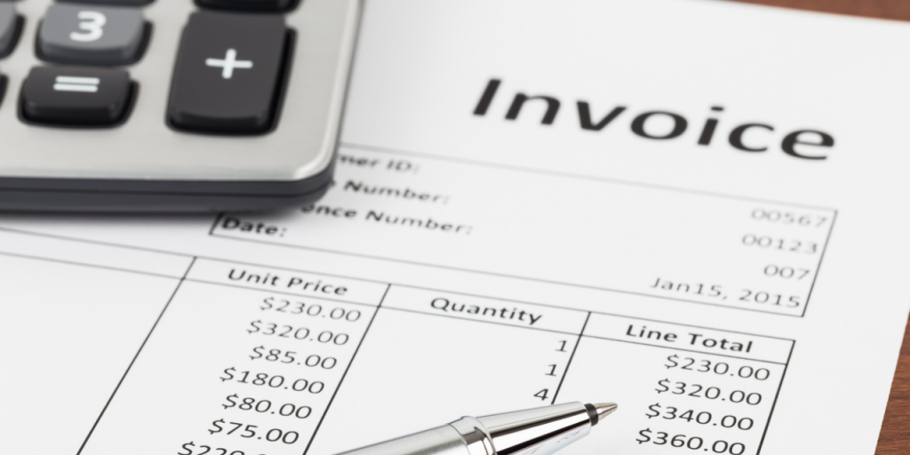 Invoice and a calculator