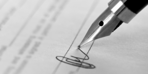 signing a form