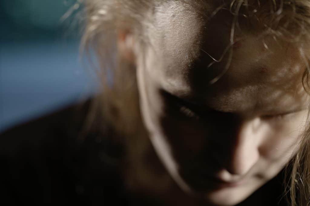 Close up of a person looking down