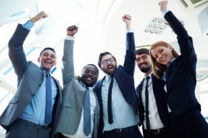 Business people celebrating