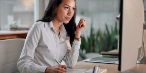 Person completing an online application