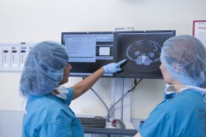 Doctors reviewing radiographic images
