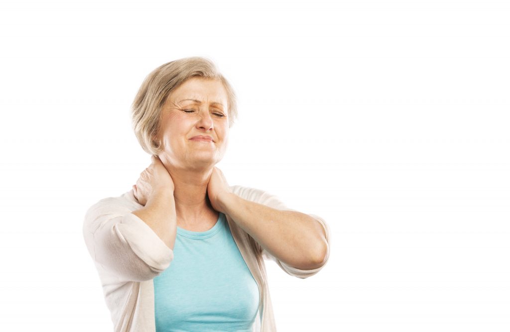 Person rubbing their neck