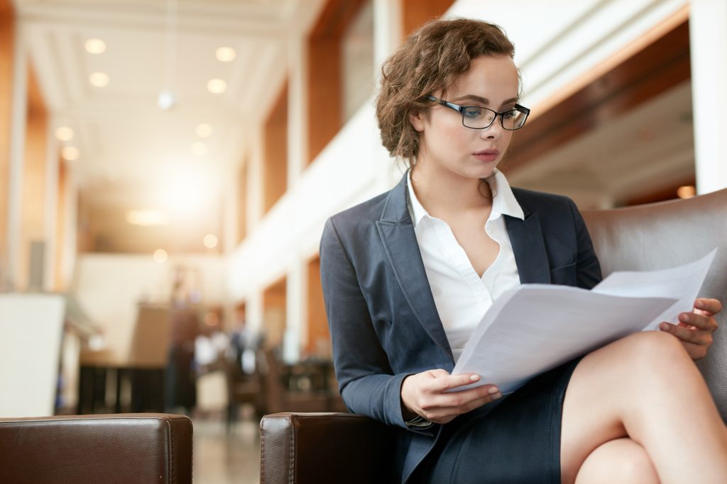 Person reviewing documents