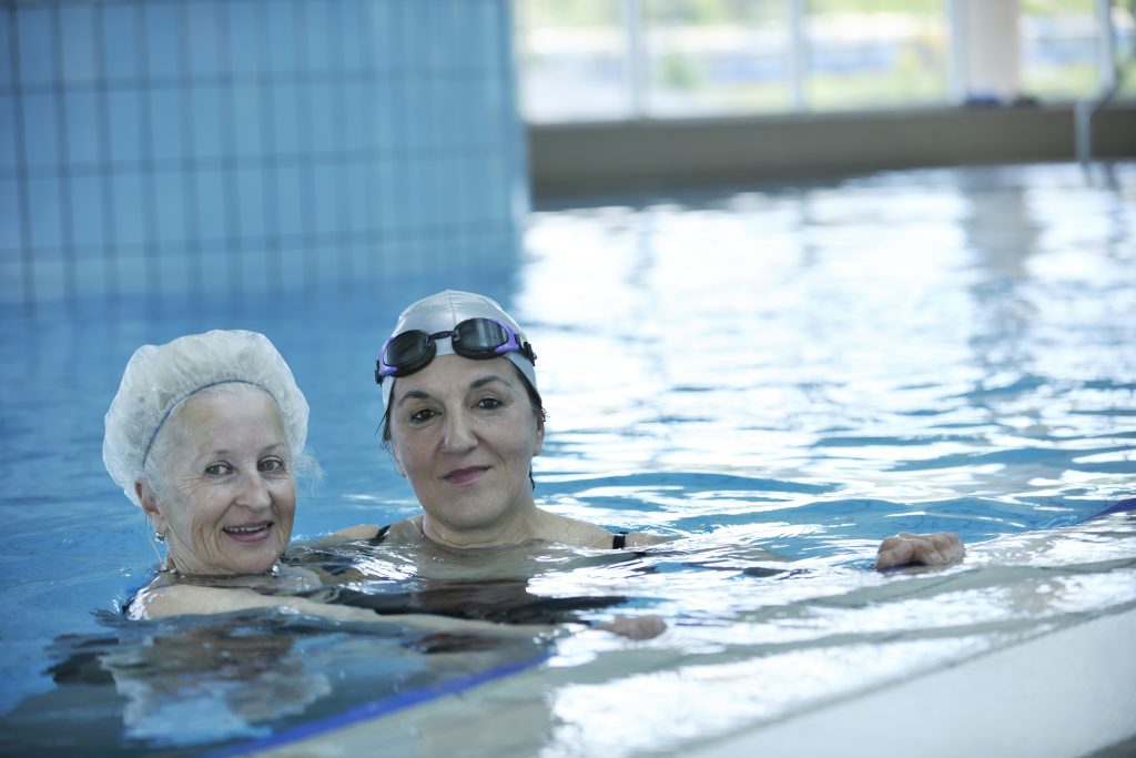 People swimming in a pool