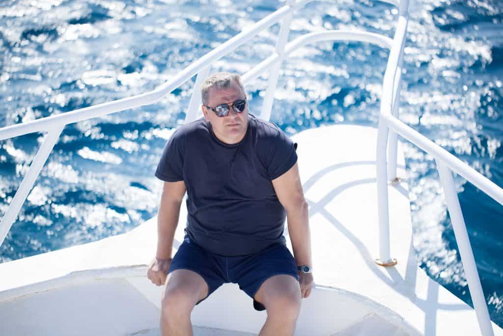 Person sitting on a boat