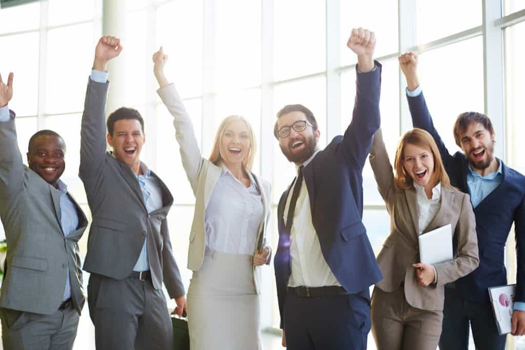 Business people celebrating