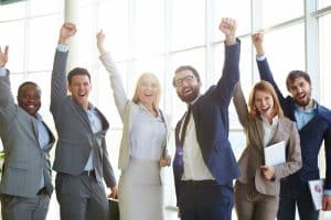 Business people celebrating