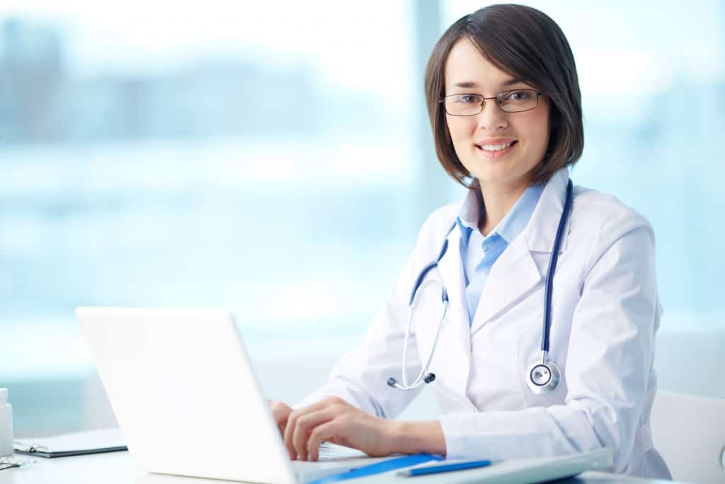Doctor sitting at a desk