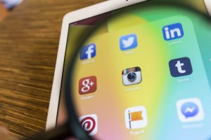 Social media icons on a mobile device
