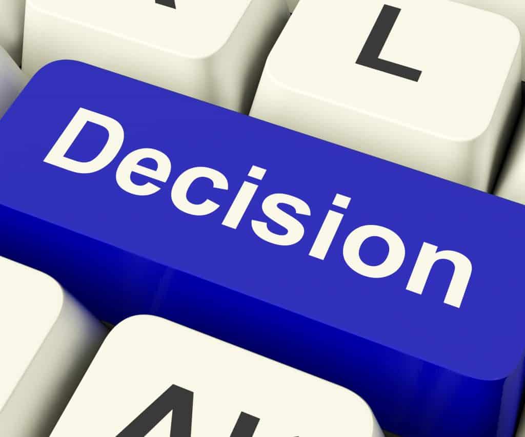 Blue "decision" keyboard key