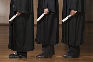 Graduates standing in a line