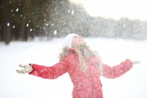 Person playing in snow