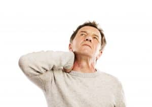 Person rubbing neck