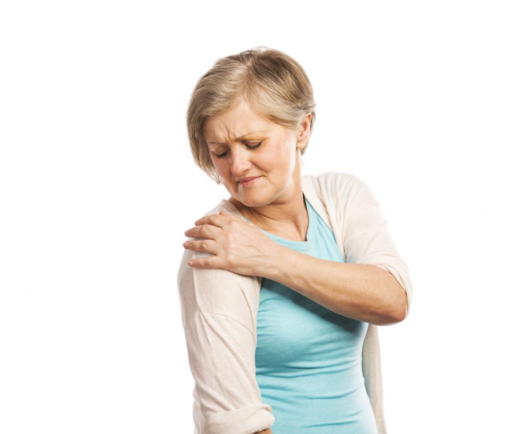 Person rubbing shoulder