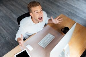 Person screaming in frustration
