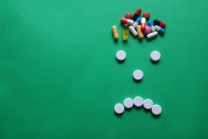 "Sad face" made with pills