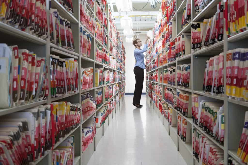 Medical recors on shelves