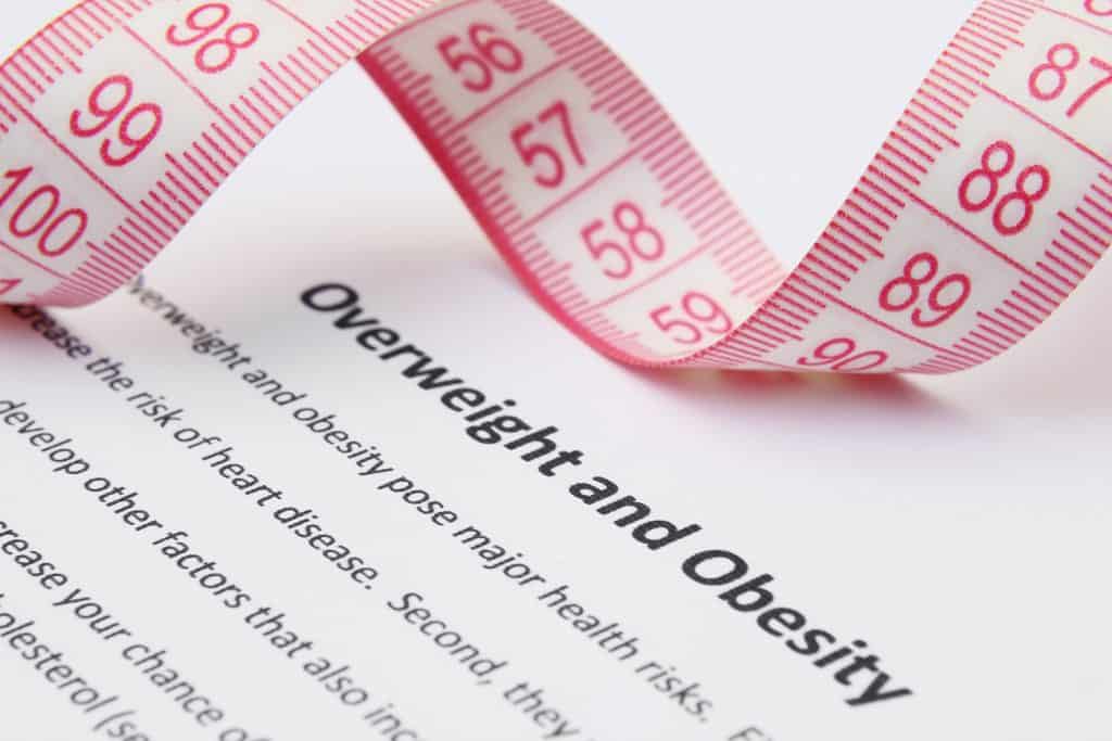 Tapemeasure on paper that says "Overweight and..."