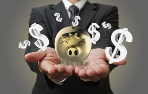 Person holding a piggy bank