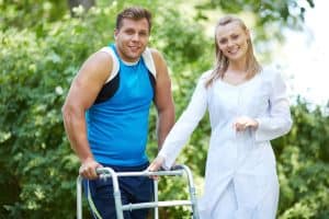 Patient receiving physical therapy