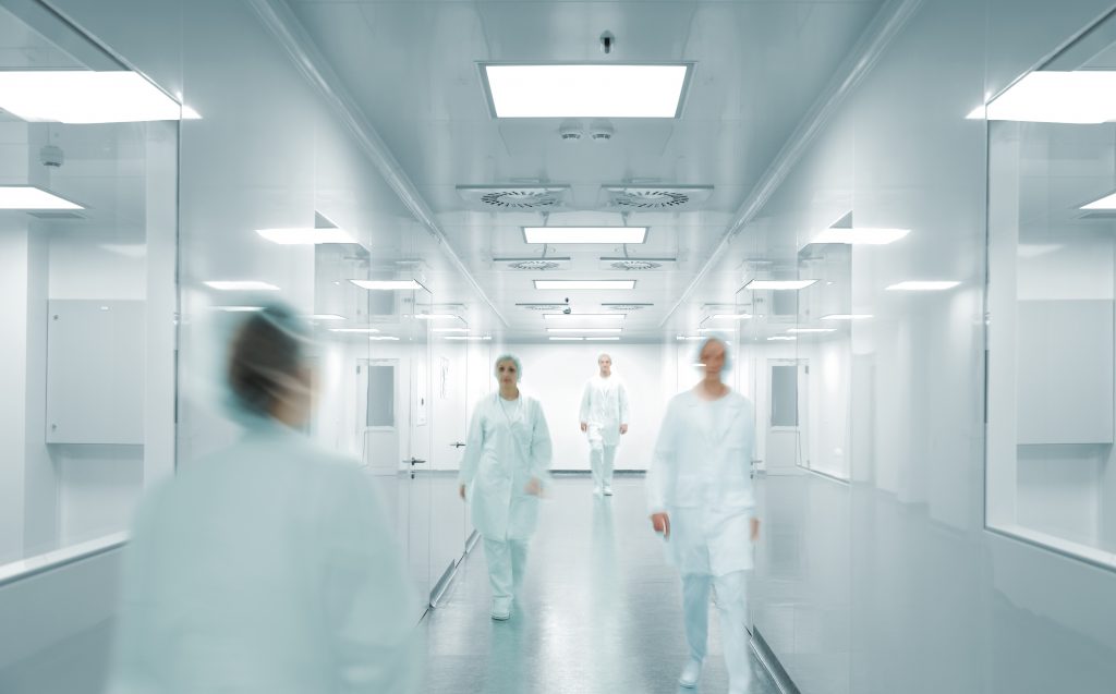 Doctors walking down a hallway