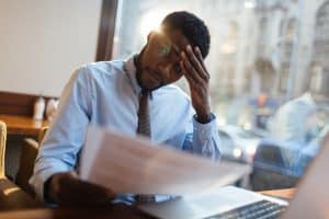 Person reviewing documents