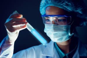 Doctor performing a test