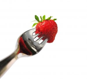 Strawberry on a fork