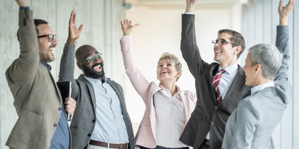 Business people celebrating
