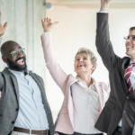 Business people celebrating