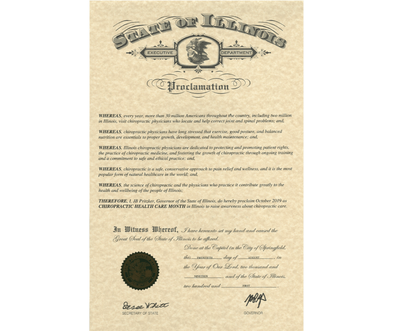 2019 Chiropractic Health Care Month Proclamation