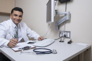 Doctor sitting at a desk
