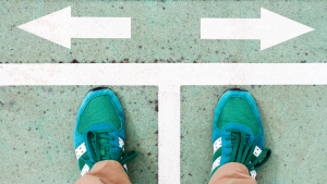 Person deciding what direction to go