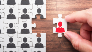Puzzle with silhouettes of people