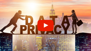 People standing next to a "Data Privacy" sign