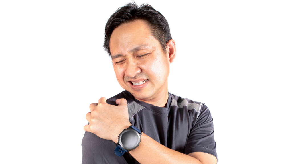 Person rubbing shoulder