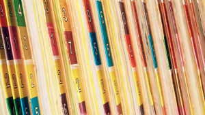 Medical records on a shelf