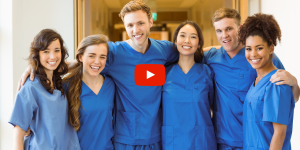 A group of happy medical student interns