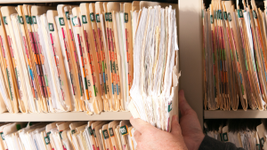 Shelf of medical records
