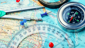 Image of map and compass
