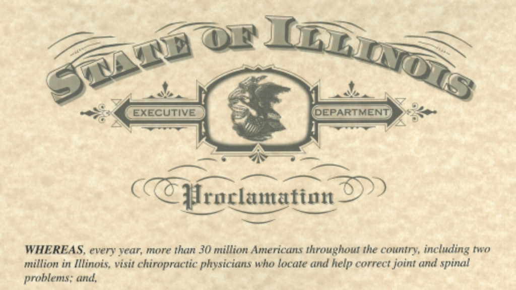 CHIROPRACTIC HEALTHCARE MONTH proclomation