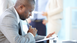 A business man reviewing documents