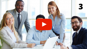 a group of business people smiling