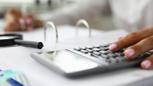 Person using calculator